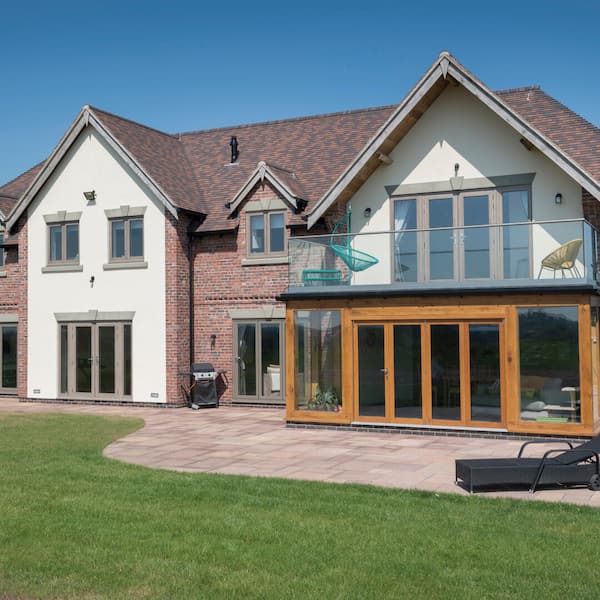 Rear of house showing new windows and bi fold doors